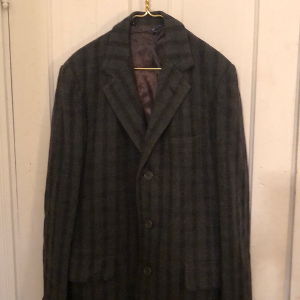 Elegant men’s gray long coat M/L - Picture 3 of 8